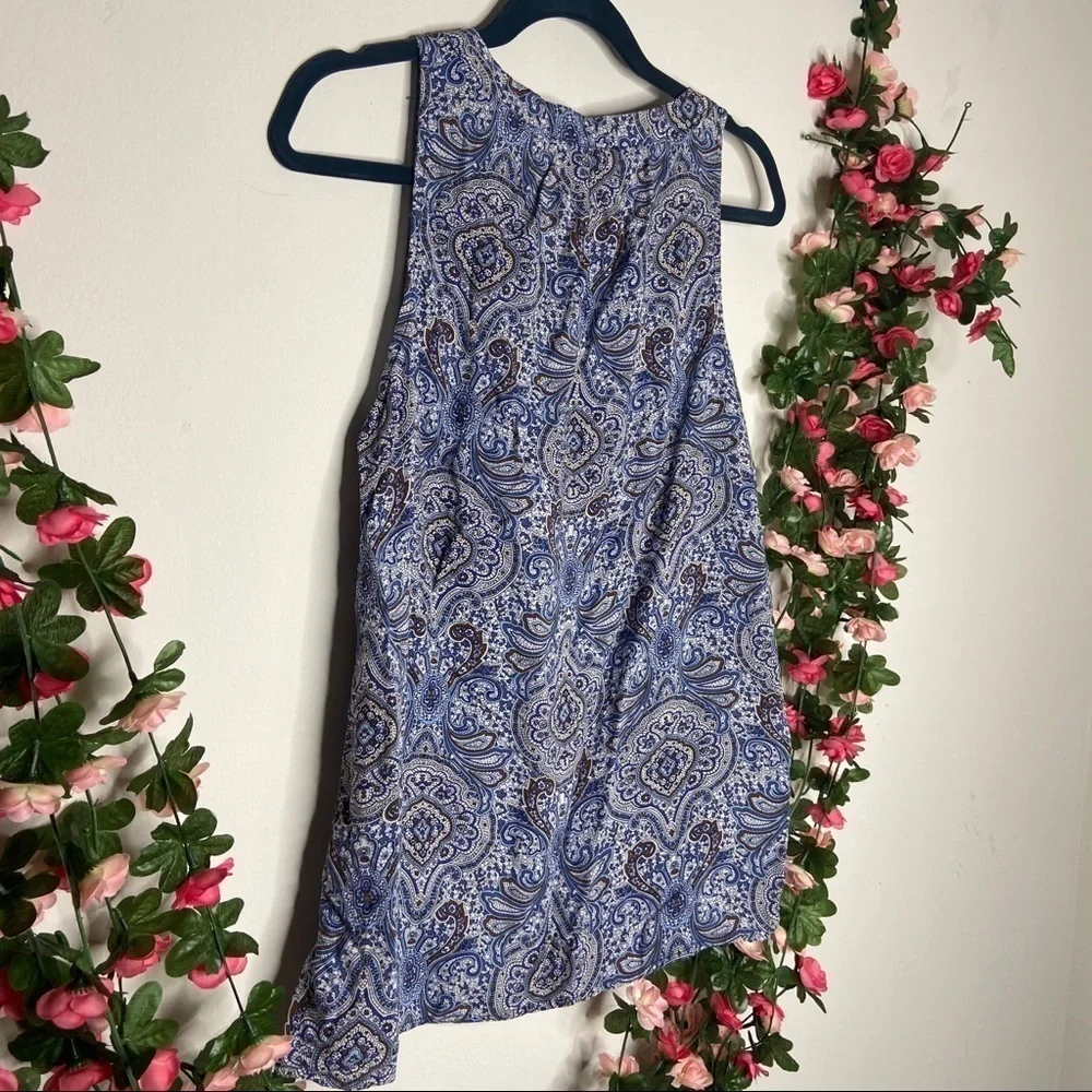 Ava Christine Blue Paisley Tank Top Blouse Medium Brown Boho Eccentric - Picture 3 of 7